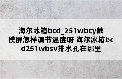 海尔冰箱bcd_251wbcy触摸屏怎样调节温度呀 海尔冰箱bcd251wbsv排水孔在哪里